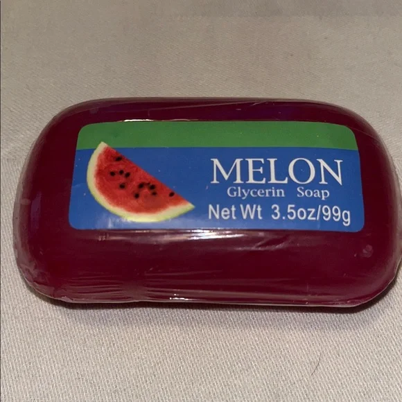 Decorative White Embroidered Hand Towel And Watermelon Scented Bar soap - Picture 2 of 7